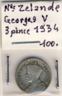 PIECE MONNAIE TROIS PENCE  NOUVELLE ZELANDE  # GEORGE V # 1934 # - Neuseeland