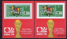 Bulgaria: Mi Block 47 A + B, MNH, 1974 Football - Blocchi & Foglietti