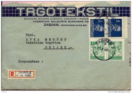 TEXTILE - TRGOTEKSTIL, Zagreb, 17.5.1949., Yugoslavia, Registrated Letter With Receipt In It - Lettres & Documents