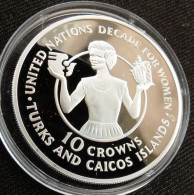 Turks Caicos Isl. 10 Cr 1985 Women Decade Silver Minted 1001 Pieces Only - Turks En Caicoseilanden