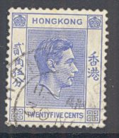 HONG KONG, 1938 25c Blue Very Fine Used - Oblitérés
