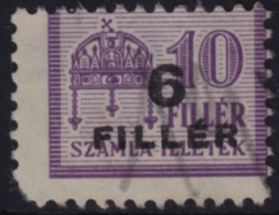 1946 Hungary - FISCAL BILL Tax - Revenue Stamp - 6 /10 F Overprint - Used - Fiscaux