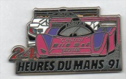 L386 Pin's Le Mans Peugeot 905 Derrière La Jaguar Carburant Castrol Signé Locomobile Superbe Achat Immédiat Immédiat - Rally