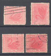 WESTERN AUSTRALIA, 1905 1d Four Different Copies (wmk ""Crown Over A""), Cat £13 - Gebruikt