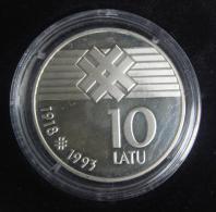 LATVIAN 10  Lats Silver Collector Coin The 75th Anniversary Of The State Of LATVIA PROOF - FIRST SILVER COIN - Lettonie