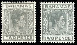 BAHAMAS 1938 KING GEORGE VI 2d GRAY 2 Diff. PLATES SC# 103 VF OG HR (NODEL0187) - 1859-1963 Colonia Britannica