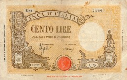 Italy, 100 Lit.,grande "B" 8.10.1943,67a,(23.08.1943 - 11.11.1944), Signatures: Azzolini & Urbini,as Scan - 100 Liras