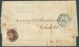 BELGIUM BRUSSELS TO CHATELINEAN Cover W/Yvert # 8-24 VF - 1851-1857 Medaillen (6/8)