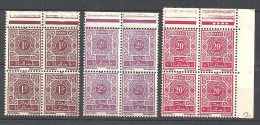 1947-52  Ma.   N° Tx 53 à 55  Nf**. Bloc 4 Timbres Bord De Feuille. - Portomarken