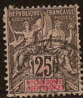 NEW CALEDONIA 1892 25c SG 37 U YZ416 - Gebruikt