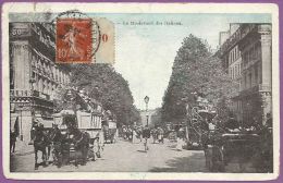 Timbre Semeuse Rouge 10c, Bord Numéro 0 - Cachet Poste 1911 - Sur CPA PARIS (75) Boulevard Des Italiens - Otros & Sin Clasificación