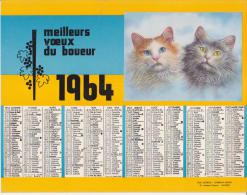 Calendrier 1964 - Meilleurs Voeux Du Boueur - Format Env. 21x27cm ( Thème Chat ) - Groot Formaat: 1961-70