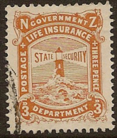 NZ 1913 3d Yellow Government Life SG L30 U YW21 - Service