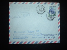 LETTRE TP REUNION 1,00F OBL.14-9-1960 PARIS AVIATION +PREMIERE LIAISON PAR JETLINER PARIS-JOHANNESBURG 14 SEPTEMBRE 1960 - Premiers Vols