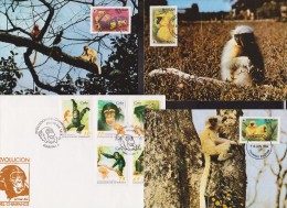 BHOUTAN+CUBA   CARTE MAXI +FDC  ANIMAUX  SINGES     Réf  4610 - Affen