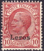 1912 Lero - Francobolli D´Italia Soprastampati 10 C - Aegean (Lero)