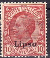 1912 Lipso - Francobolli D´Italia Soprastampati 10 C - Ägäis (Lipso)