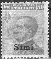 1912 Simi - Francobolli D´Italia Soprastampati 50 C - Egée (Simi)