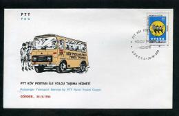 TURKEY 1986 FDC - Passenger Transport Service By PTT Rural Postal Coach, Gordes, Oct. 30 - FDC