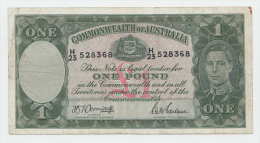 Australia 1 Pound 1942 AVF Crispy Banknote P 26b 26 B - Tweede Wereldoorlog Uitgaven
