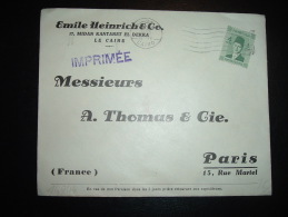LETTRE POUR FRANCE TARIF IMPRIMEE TP 4M OBL.MEC. 10 JLY 1939 CAIRO + EMILE HEINRICH & Co. - Lettres & Documents
