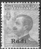 1912 Rodi - Francobolli D´Italia Soprastampati 50 C - Aegean (Rodi)