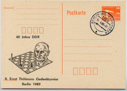 DDR P86II-9-89 C45 Privater Zudruck SCHACHTURNIER Berlin Stpl. 1989 - Privatpostkarten - Gebraucht