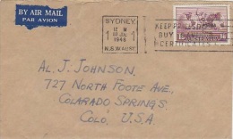 Australia-1948 Air Mail Cover Sent To USA - Used Stamps