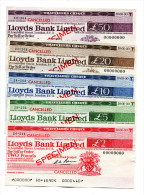 Grande-Bretagne Great Britain SET Pounds ""CHEQUE De VOYAGE " TRAVELLERS CHEQUE "" SPECIMEN Lloyds Bank Limited - Other & Unclassified