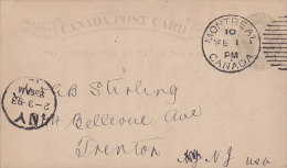 Canada Postal Stationery Ganzsache Entier Queen Victoria Deluxe MONTREAL  To TRENTON New Jersey USA (2 Scans) - 1860-1899 Reign Of Victoria