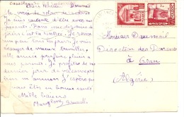 N°Y&T CP CASABLANCA    Vers    ALGERIE  Le 21 SEPTEMBRE1954  (2 SCANS) - Briefe U. Dokumente