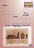 CAPTAIN SCOTT, SOUTH POLE MISSION, PC STATIONERY ENTIER POSTAL, 2002, ROMANIA - Erforscher