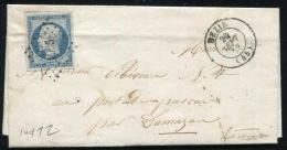 FRANCE - N° 10, OBL. PC MEZIN LE 29/9/1853, POUR DAMAZAN - TB - 1852 Louis-Napoléon