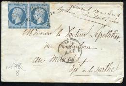 FRANCE - N° 10 PAIRE TOUCHÉ, OBL. ETOILE MUETTE DE PARIS POUR LE MANS - B & RARE - 1852 Louis-Napoleon