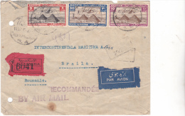 EGYPTE 1935  REGISTRED AIRMAIL COVER, SEND TOT ROMANIA NICE FRANKING 3 STAMPS . - Storia Postale