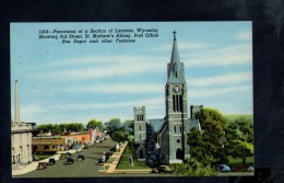 F777 Panorama Of A Section Of Laramie, Wyoming - Showing 3rd Street, St. MNathew Abbey, Post Office,  Auto Car Voitures - Laramie