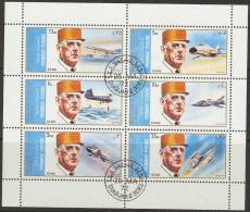 Sharjah 1972 De Gaulle Aviation Sheet Of 6 Obliteries/used - De Gaulle (Général)