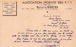 Courrier, Lettre De L\´association Sportive Des PTT, Section NANTES Adressée à LA BAULE, En 1946 - Otros & Sin Clasificación