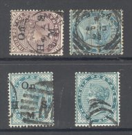 INDIA, ""6 Fine Crescents"" +2 Squared Circle Postmarks  On QVictoria Stamps #4 - 1882-1901 Imperium