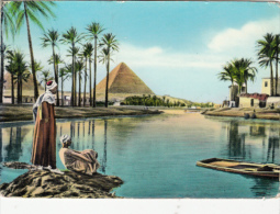 CPA THE PYRAMIDS DURING NILE FLOOD, BOATS, BEDUINS - Pyramides