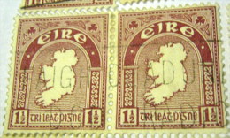 Ireland 1922 Map Of Ireland 1.5d X2 - Used - Used Stamps