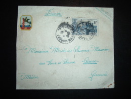 LETTRE PAR AVION POUR FRANCE TP 10F OBL. 8-1-1949 MARRAKECH-GUELIZ MAROC + ENTETE REGIMENTAIRE - Briefe U. Dokumente