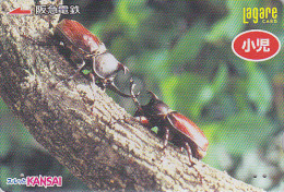 Carte Prépayée Japon -  INSECTE SCARABEE - INSECT BEETLE Japan Prepaid Card - INSEKT Karte - 98 - Autres & Non Classés