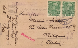 Austria 1914 Field Post Postcard From Pola To Milan (Italy) With Stamps 2 X 5 H. Franz Josef Jubilee Of The Reign - WO1