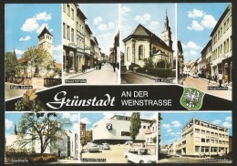 GRÜNSTADT An Der Weinstrasse Luitpoldplatz Kirche Hauptstrasse Stadthalle Bahnhofstrasse 1970 - Grünstadt
