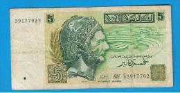 TUNEZ - 5 Dinar  1993 Circulado  P-86 - Tusesië