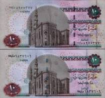 EGYPT / 10 POUNDS / 2 NOTES WITH DIFFERENT WMK / UNC. / 3 SCANS . - Aegypten