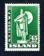 4186x)  Iceland 1939 - Sc # 215   ~ Mnh** - Ungebraucht