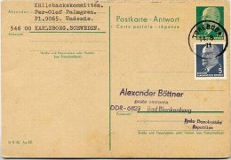 DDR P77 A Antwortkarte TÖREBODA SCHWEDEN 1971 - Postales - Usados