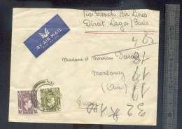 Enveloppe Nigéria "via French Air Lines Direct Lagos Paris" - Nigeria (...-1960)